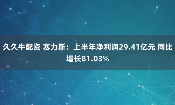 久久牛配资 赛力斯：上半年净利润29.41亿元 同比增长81.03%